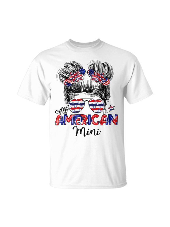 All American Mini 4Th Of July Usa Flag Kids Unisex Jersey Crewneck Tshirt