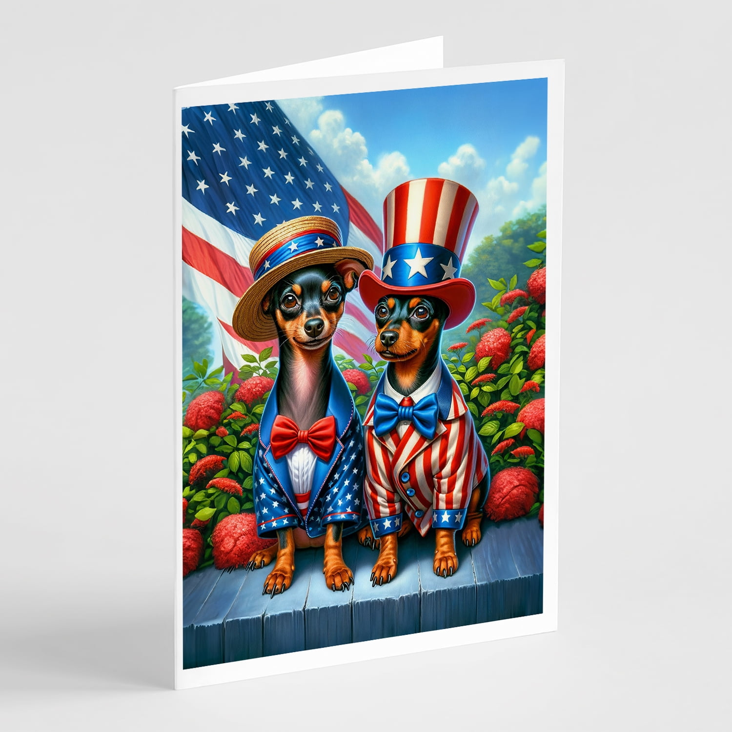All American Miniature Pinscher Greeting Cards Pack of 8 7 in x 5 in