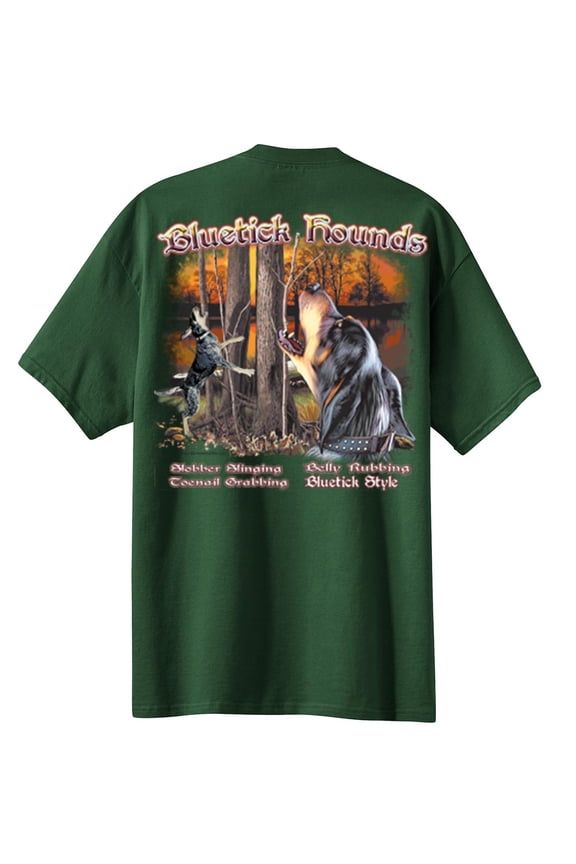 All American Outfitters Southern Hunting Bluetick Hounds Coonhound Hunter Bird Duck Rifle Outdoors Tee-Forest-Large