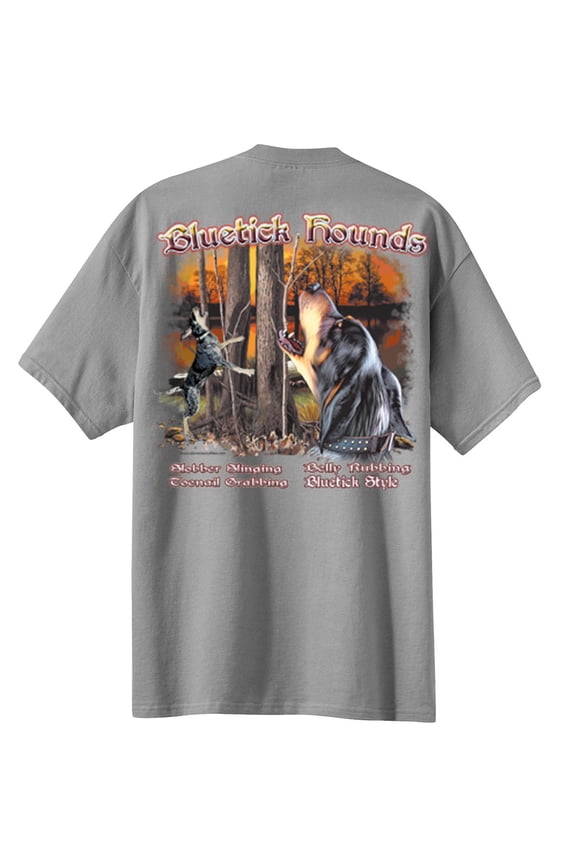 Southern Hunting Bluetick Hounds Coonhound Hunter Bird Duck Rifle Outdoors Tee-Sportsgray-Large