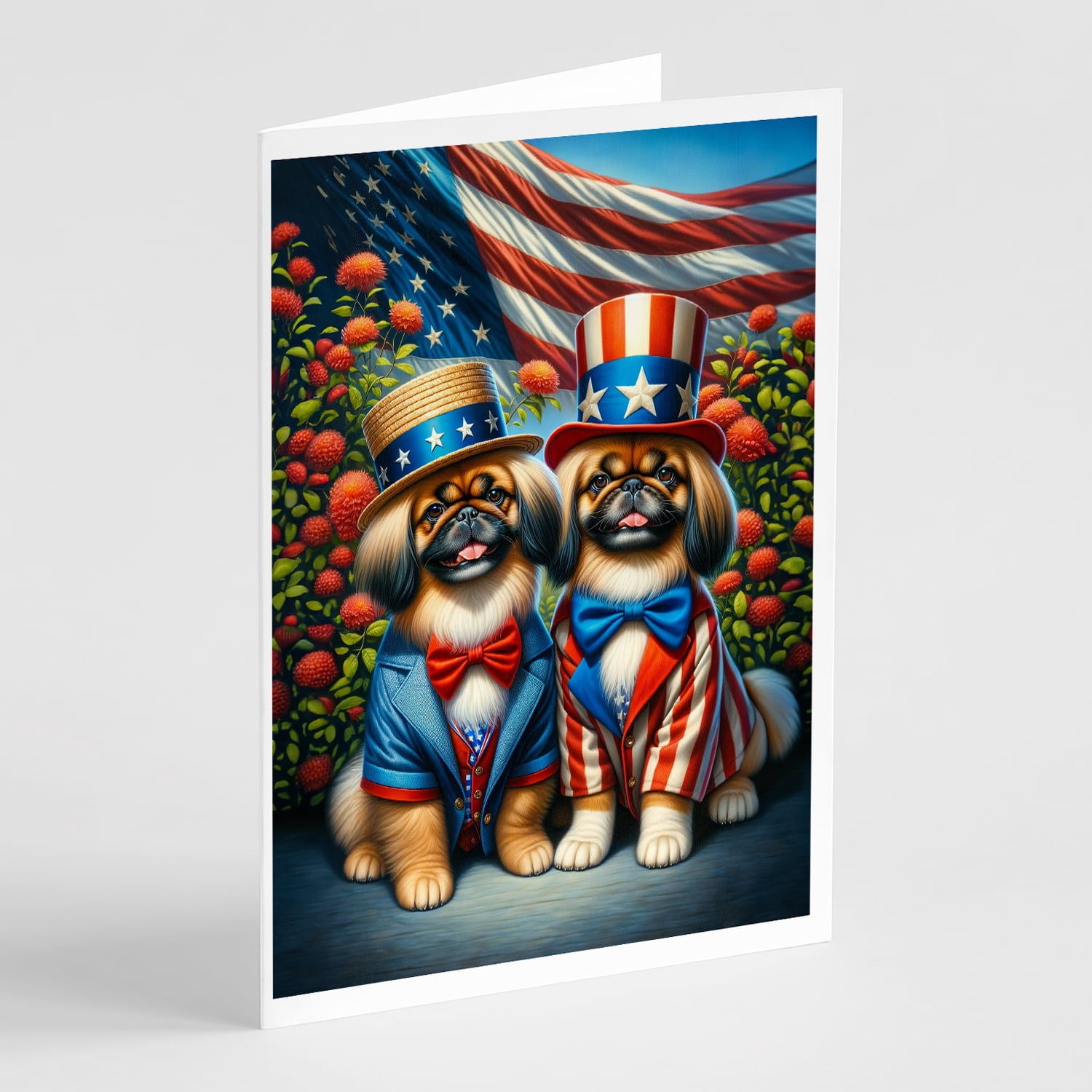All American Pekingese Greeting Cards Pack of 8 7 in x 5 in