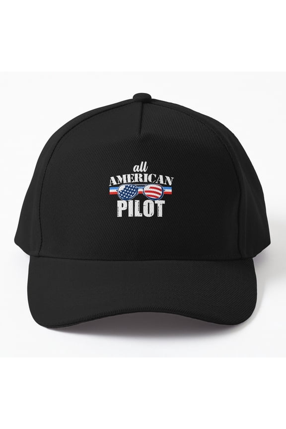 All American Pilot Baseball Hat, Aviation Profession USA Statement Design, Classic Cap