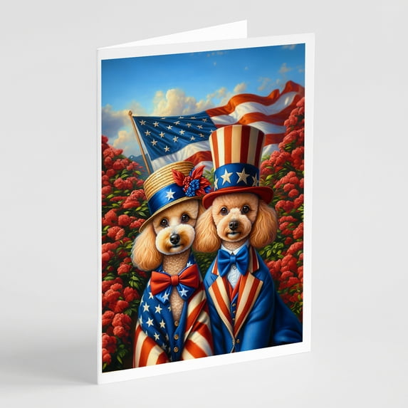 All American Poodle Greeting Cards Pack of 8 7 in x 5 in