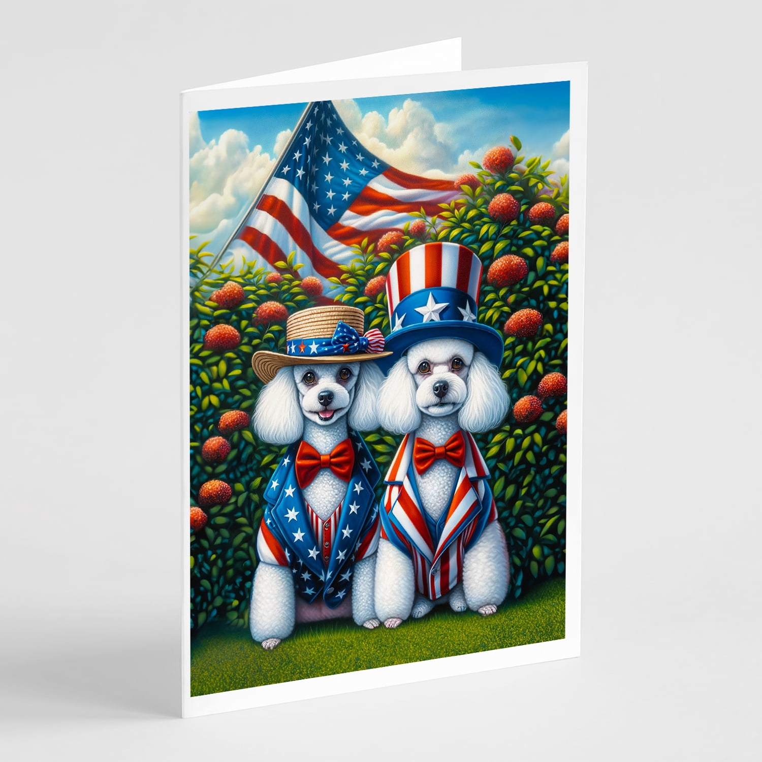 All American Poodle Greeting Cards Pack of 8 7 in x 5 in