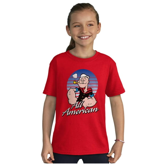 All American Popeye The Sailor Man Crewneck T Shirts Boy Girl Teen Brisco Brands X