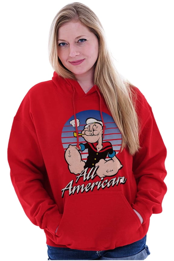 All American Popeye The Sailor Man Hoodie Sweatshirt Women Men Brisco Brands M