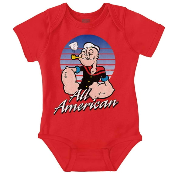 All American Popeye The Sailor Man Romper Boys or Girls Infant Baby Brisco Brands 12M