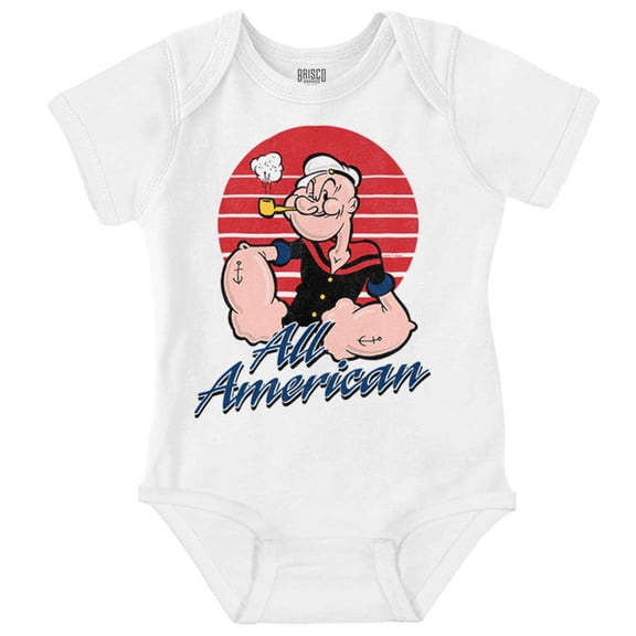 All American Popeye The Sailor Man Romper Boys or Girls Infant Baby Brisco Brands 24M
