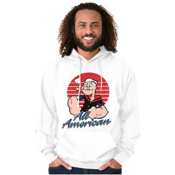 All American Popeye The Sailor Man Unisex Plus Size Hoodie Brisco Brands 3X