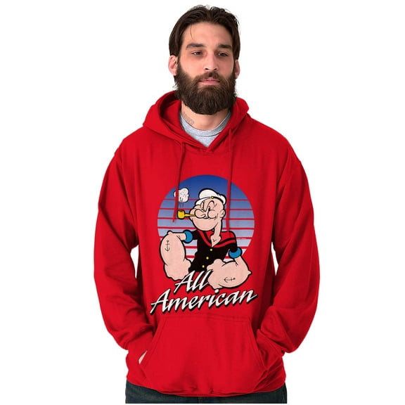 All American Popeye The Sailor Man Unisex Plus Size Hoodie Brisco Brands 3X