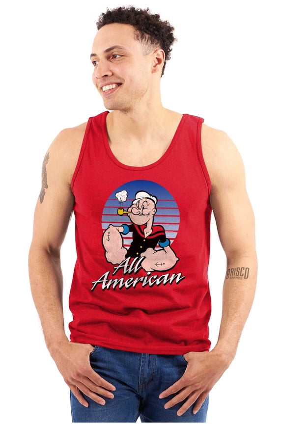 All American Popeye The Sailor Man Plus Size Graphic Tank Top Brisco Brands 2X