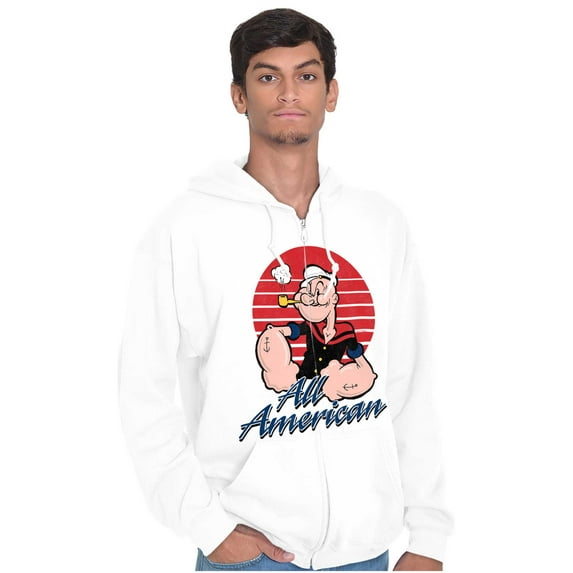 All American Popeye The Sailor Man Unisex Plus Size Zip Hoodie Brisco Brands 3X