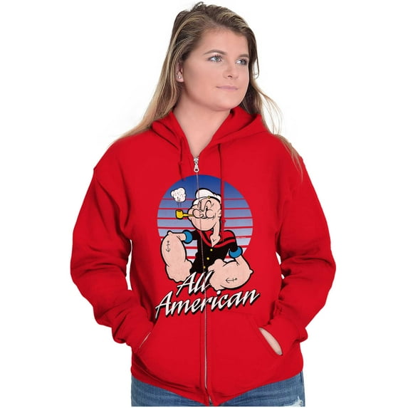 All American Popeye The Sailor Man Zip Up Hoodie Men's Women's Brisco Brands S
