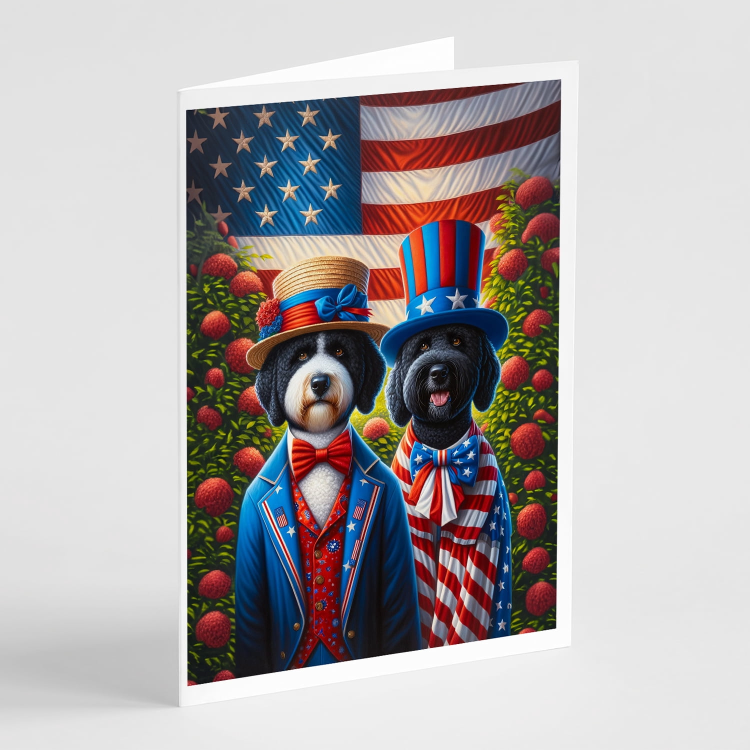 All American Portuguese Water Dog Greeting Cards Pack of 8 7 in x 5 in