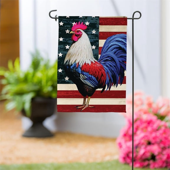 All American Rooster Suede Garden Flag