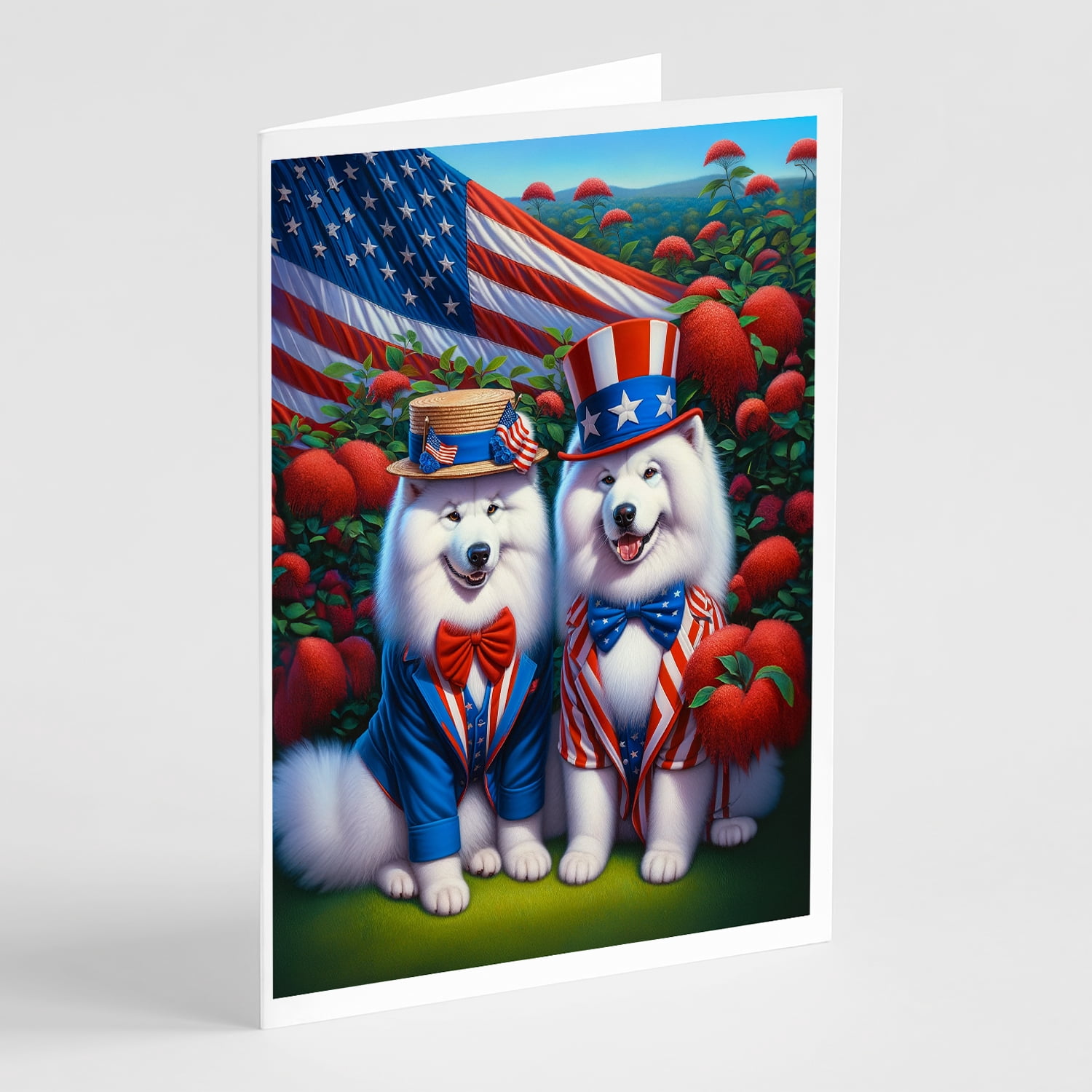 All American Samoyed Greeting Cards Pack of 8 7 in x 5 in