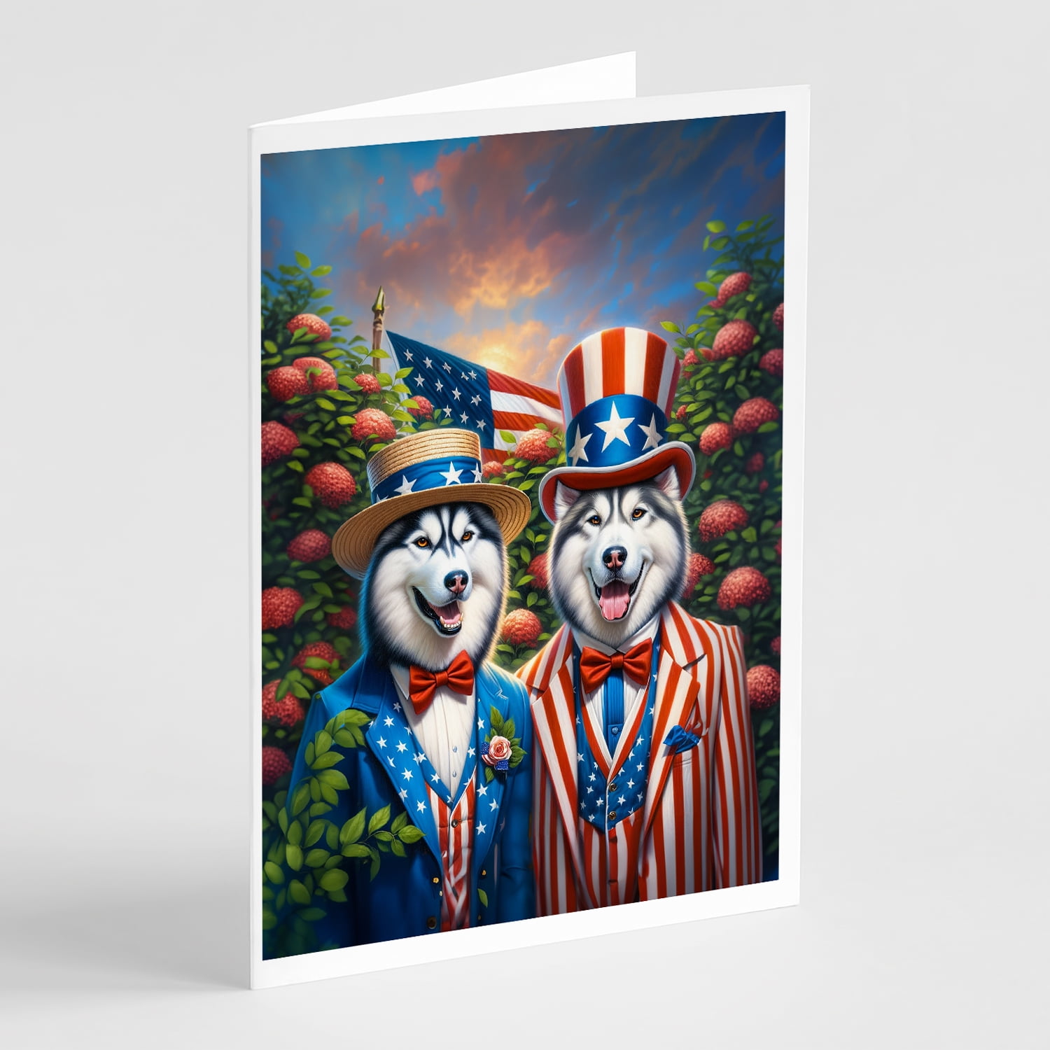 All American Siberian Husky Greeting Cards Pack of 8 7 in x 5 in