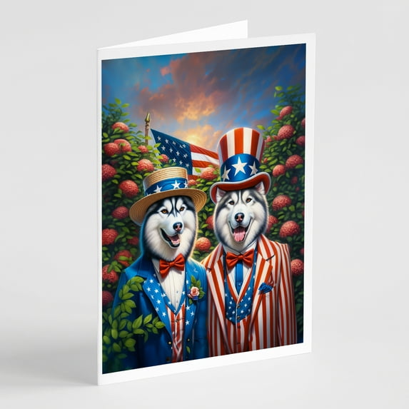All American Siberian Husky Greeting Cards Pack of 8 7 in x 5 in
