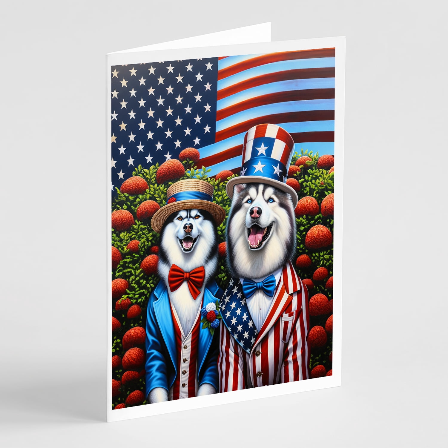 All American Siberian Husky Greeting Cards Pack of 8 7 in x 5 in