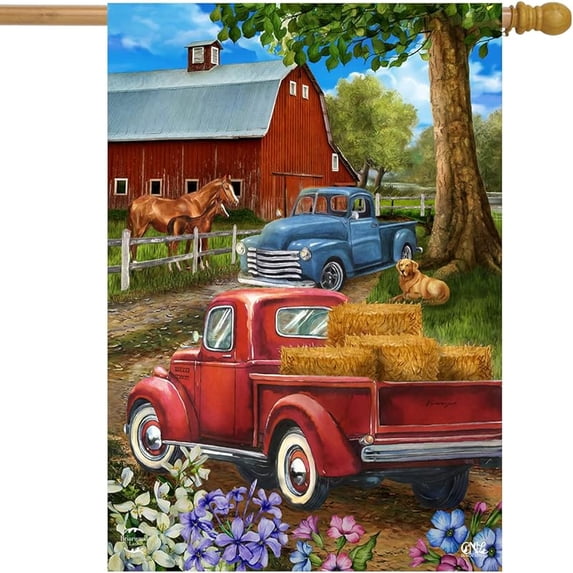 Bridge in Blooms Spring House Flag 40" x 28" Briarwood Lane
