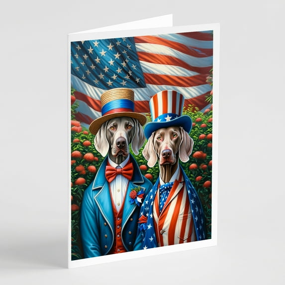 All American Weimaraner Greeting Cards Pack of 8 7 in x 5 in