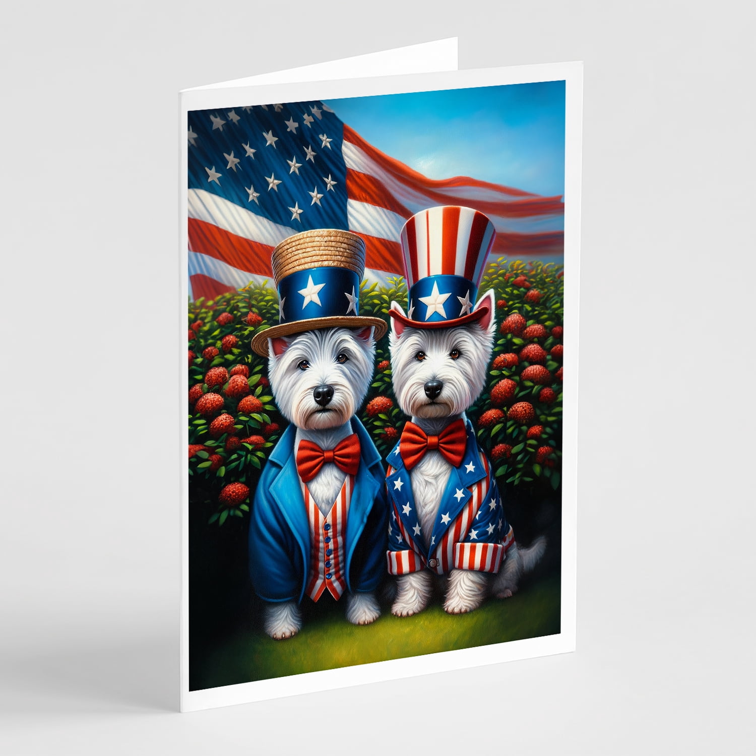 All American Westie Greeting Cards Pack of 8 7 in x 5 in