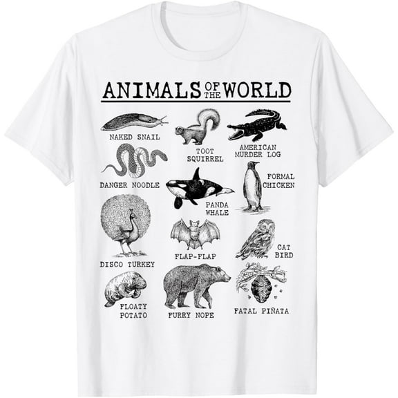 All Animals of the World - Vintage Funny Animal Meme Name T-Shirt