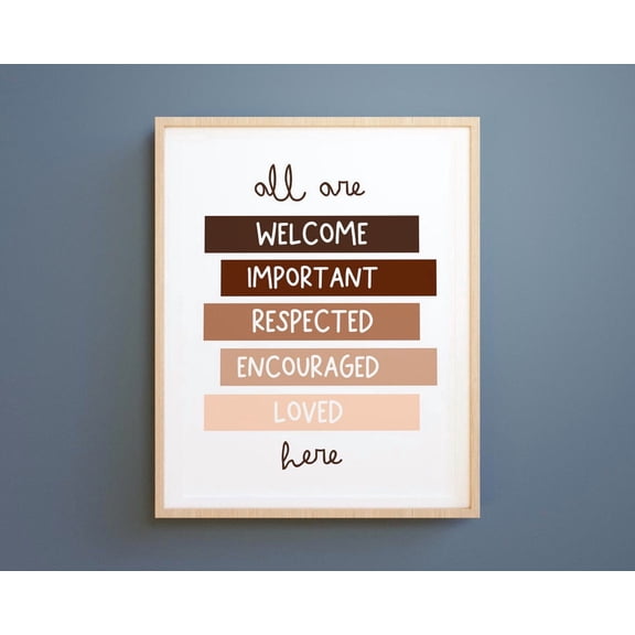 All Are Welcome Here Poster, Diversity Classroom Decor