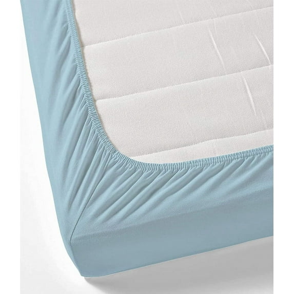 All Around Elastic Fitted Sheet with 16" Deep Pocket and 2 Pillow cases, 100% Egyptian Cotton, 450 TC -Hotel Luxury Fitted Sheet Set 3 Piece-Light Blue Solid, Full-XL Size