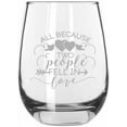 thumbnail image 1 of All Because 2 People Fell In love Wedding Quotes Etched 15.25oz Libbey Stemless Wine Glass, 1 of 1