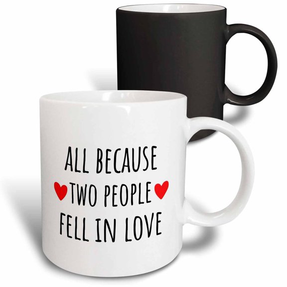 3drose, All Because Two People Fell in Love Wedding Gift Honeymoon and Bridal Shower Gift, 11oz Magic Transforming Mug