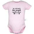 thumbnail image 1 of All Because Two People Swiped Right Funny Rompers For Babies, Newborn Baby Unisex Bodysuits, Infant Jumpsuits, Toddler 0-24 Months Kids One-Piece Oufits (Pink, 18-24 Months), 1 of 4