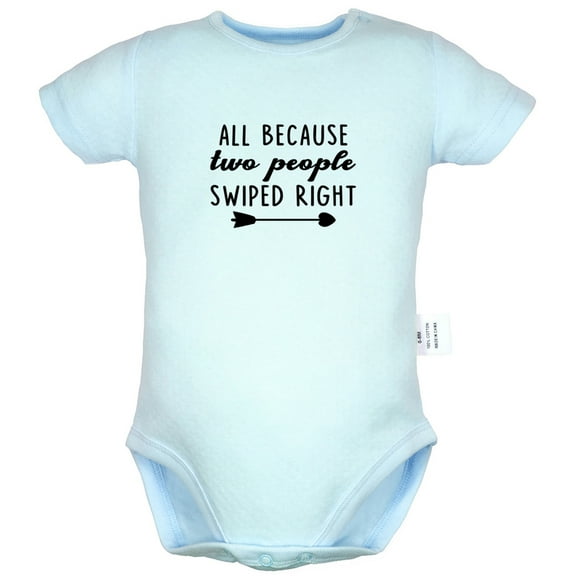 All Because Two People Swiped Right Funny Rompers For Babies, Newborn Baby Unisex Bodysuits, Infant Jumpsuits, Toddler 0-24 Months Kids One-Piece Oufits (Blue, 6-12 Months)