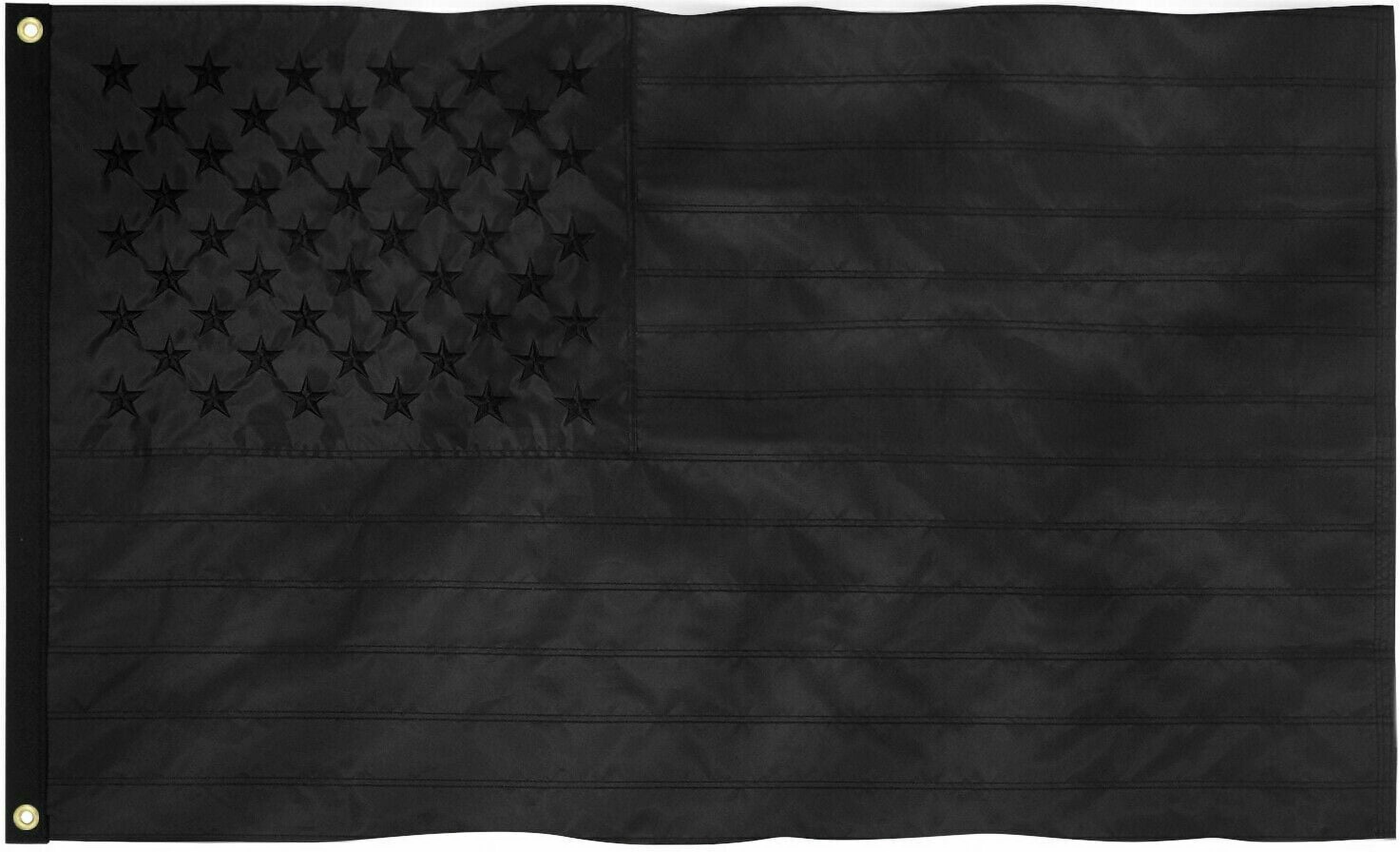 All Black American Flag 3x5 ft 210D Embroidered US USA Blackout Tactical GROMMET
