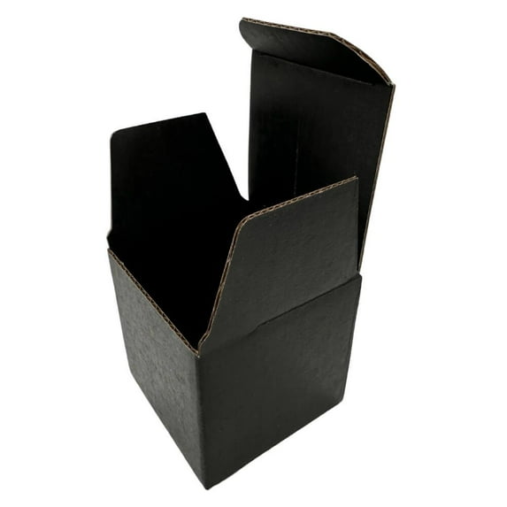 All Black Reverse Tuck Corrugated Boxes 3¼ x 1¼ x 3¼" (E Flute) - 500 Pack Semi-Gloss Black Luxury Black Gift Boxes for Christmas, Black Shipping Boxes for Gifting, Mailing, Personalized Gift Packing