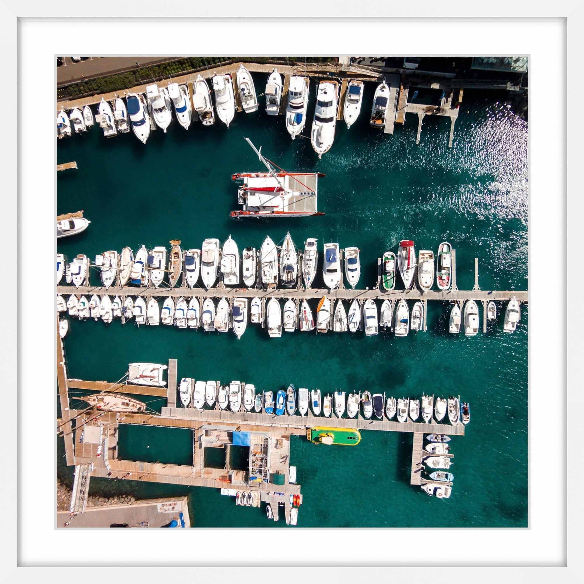 "All Boats Docked" Framed Painting Art Print, 32.0" x 1.5"