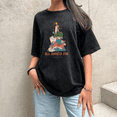 thumbnail image 1 of Women Washed All Booked For Christmas Graphic Tee T Shirt Top for Readers round-neck short-sleeved black S-2XL Plus size, 1 of 5