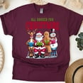 thumbnail image 1 of All Booked For Christmas T-Shirt | Santa Reindeer Gingerbread Reading Tee, Maroon, Size XL, 1 of 6