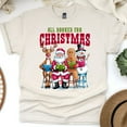 thumbnail image 1 of All Booked For Christmas T-Shirt | Santa Reindeer Gingerbread Reading Tee, Natural, Size M, 1 of 6
