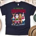 thumbnail image 1 of All Booked For Christmas T-Shirt | Santa Reindeer Gingerbread Reading Tee, Navy, Size 2XL, 1 of 6
