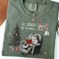 thumbnail image 1 of All Booked for Christmas Comfort Colors T-Shirt, Bookish Cat Graphic Tee, Cozy Winter Holiday Shirt, 1 of 3