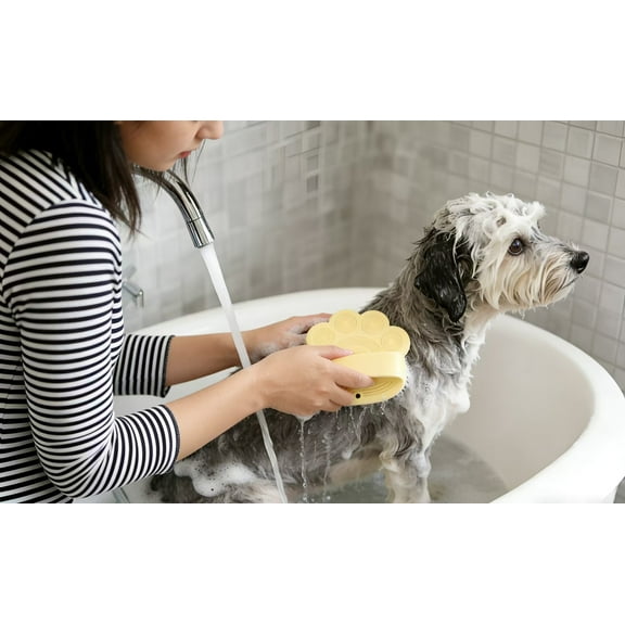 All-Breed Dog Bath Brush: Soft Rubber Pins for Gentle Massage & Deep Cleansing