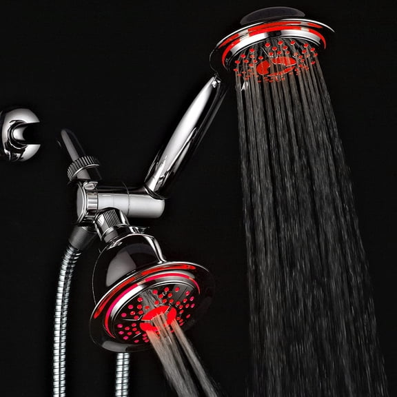 All Chrome 3-way LED Shower Head Combo with Air LED Turbo Pressure-Boost Nozzle Technology