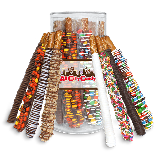 All City Candy Signature Assorted Hand Dipped Pretzel Rods 12 pc. Tube