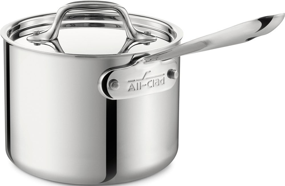 All-Clad 4201.5 Stainless Steel Tri-Ply Bonded Dishwasher Safe Sauce Pan  with Lid Cookware, 1.5-Quart, Silver