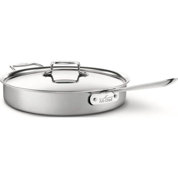 All-Clad BD55406 D5 Brushed 18/10 Stainless Steel 5-Ply Bonded Dishwasher Safe Saute Pan with Lid Cookware, 6-Quart , Silver