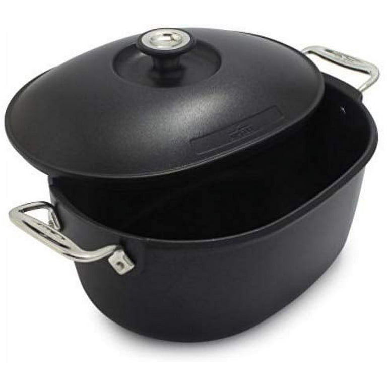 All-Clad Cast Iron Deep Skillet with Acacia Trivet 10 Inch Induction Oven  Broil Safe 650F Pots and Pans, Cookware Black