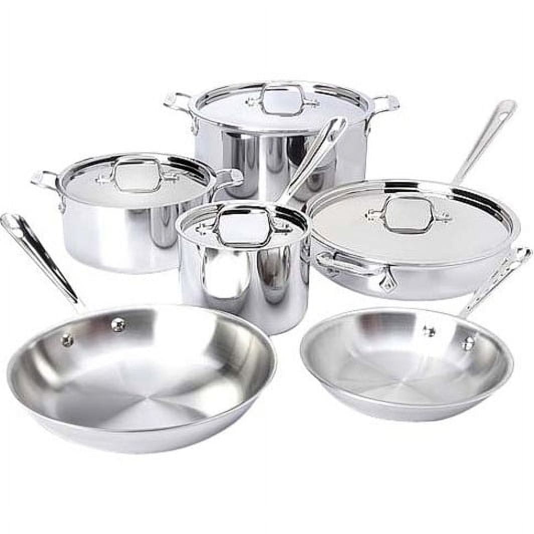 10-Piece Silver Stainless Steel Cookware Set with Lids