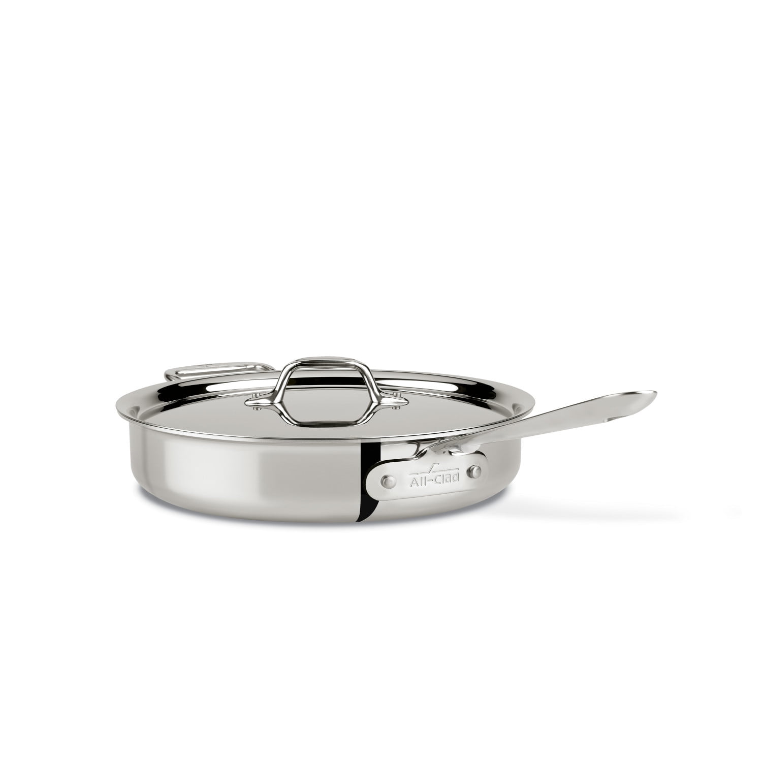 20.79" Stainless Steel and Aluminum Saute Pan with Lid