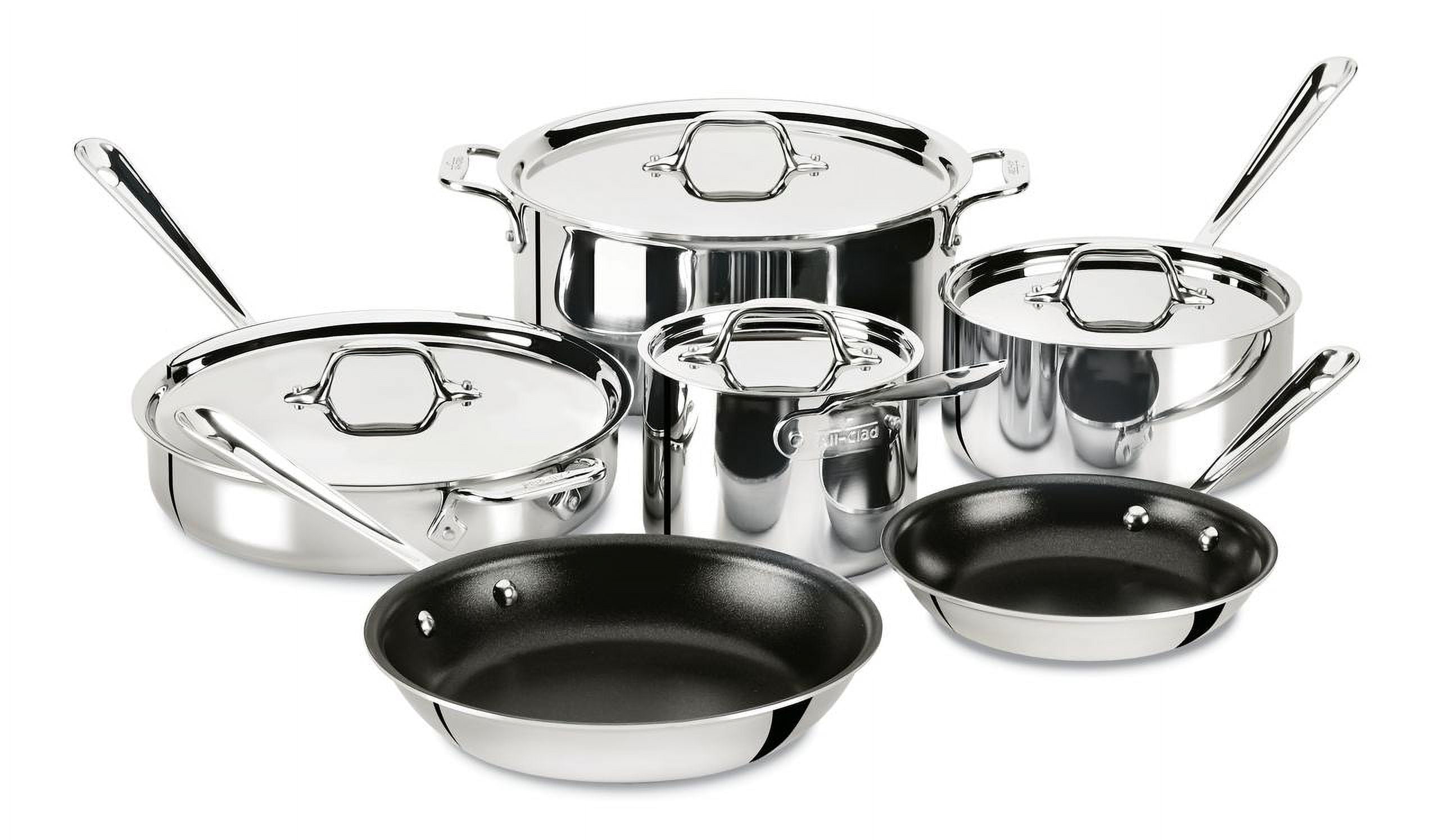 All-Clad 10-Piece Stainless Steel Nonstick Cookware Set